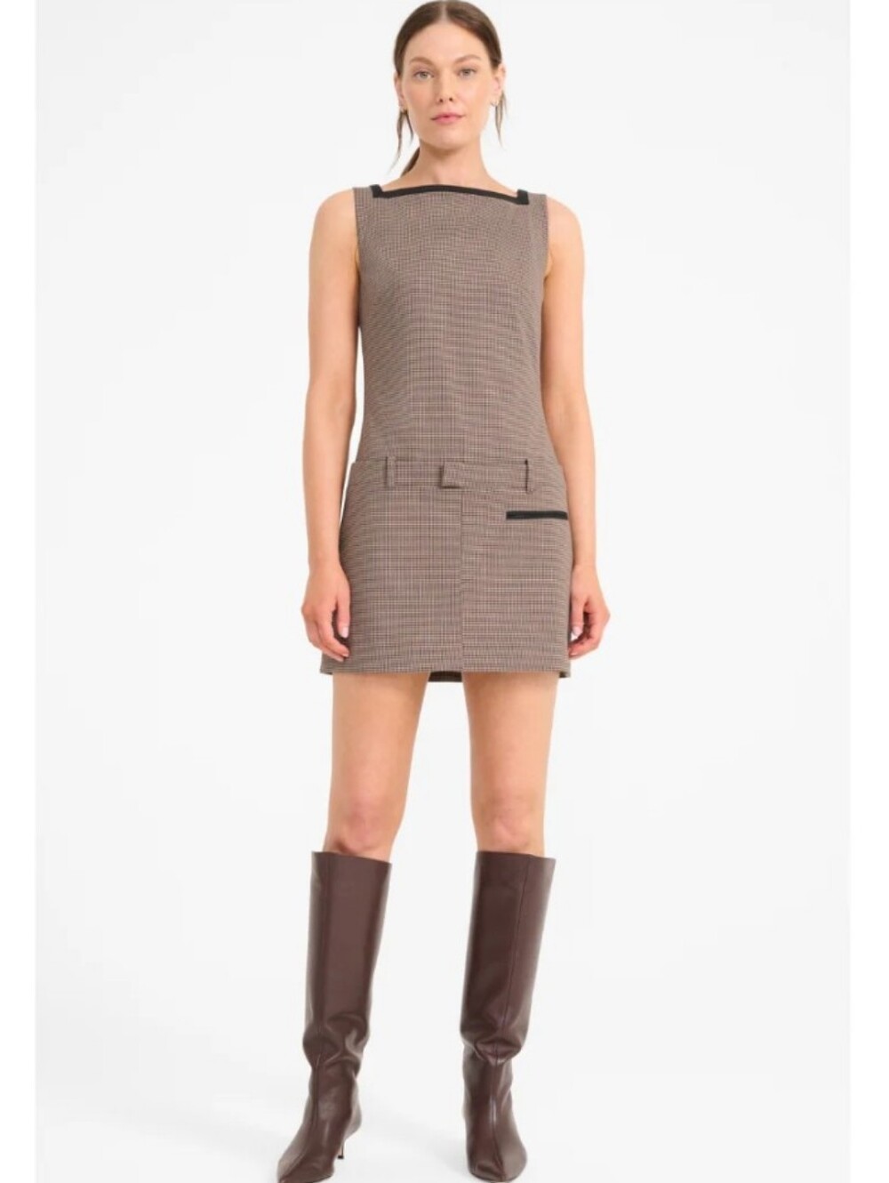 Staud Skyla Mini Dress In Houndstooth S NWT